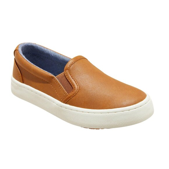 NWT Cat & Jack Kids Boys Colby Slip-On Sneakers 90371012 Cognac Brown 1 - Picture 1 of 10